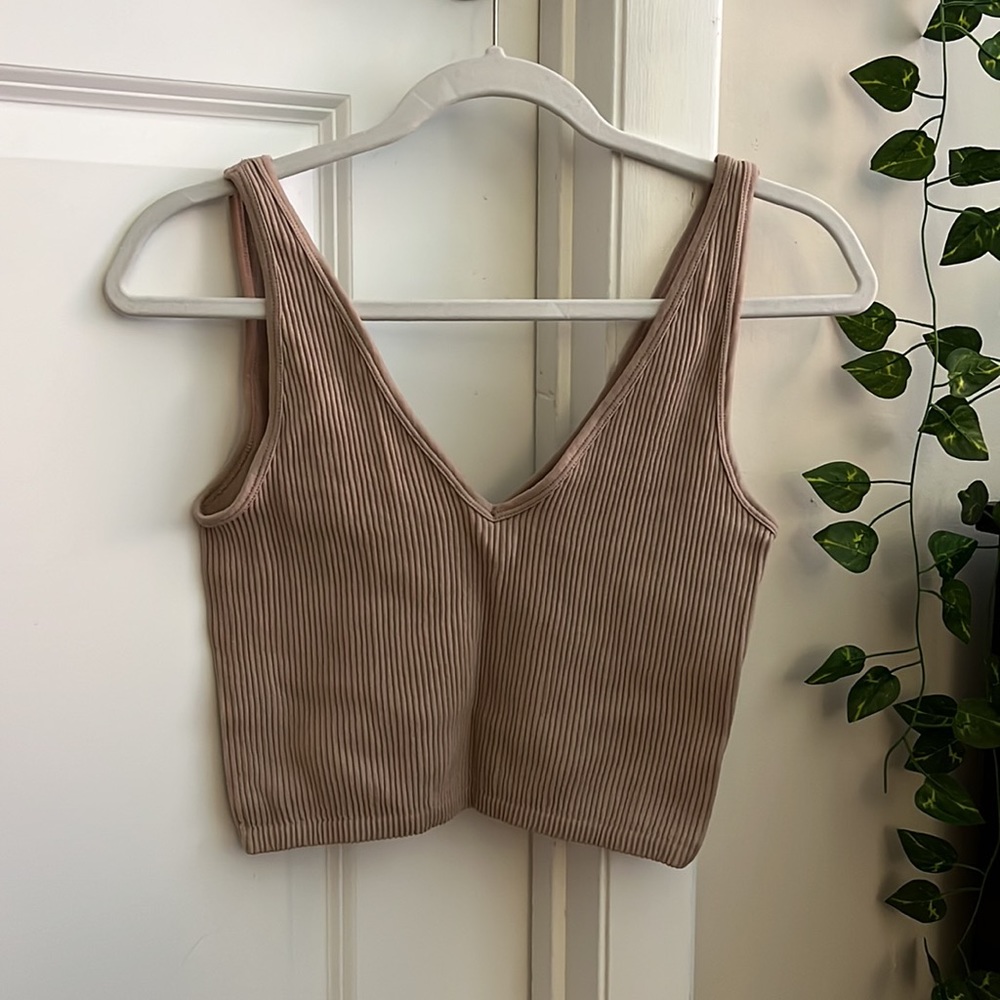 Beige Forever 21 Ribbed Tank